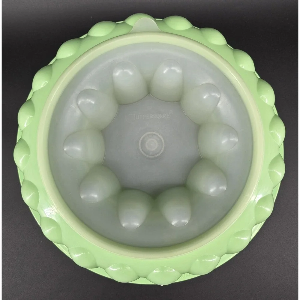 Vtg Tupperware Jel-N-Serve Jello Mold Ice Ring 3 Pc 1202-4‎ Jadeite Mint Green